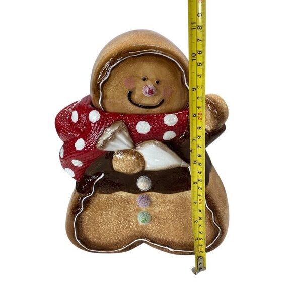 Cracker Barrel Gingerbread Man Ceramic Cookie Jar Polka Scarf Christmas Holiday - Picture 8 of 9